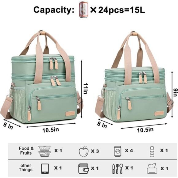 Weitars Insulated Lunch Box for Women Men-Dual Compartment Waterproof Reusable - Picture 3 of 8